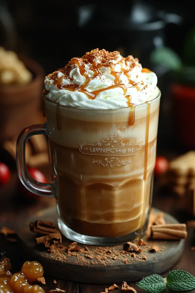 Caramel latte with a cookie