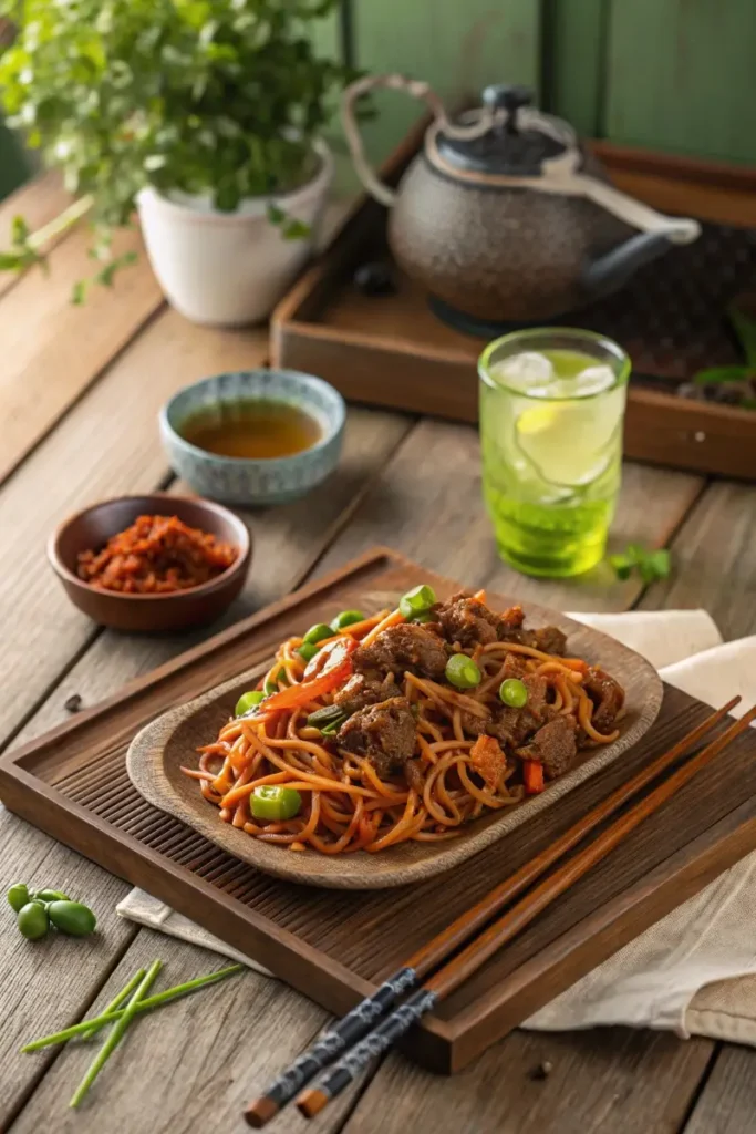 Mongolian Ground Beef Noodles