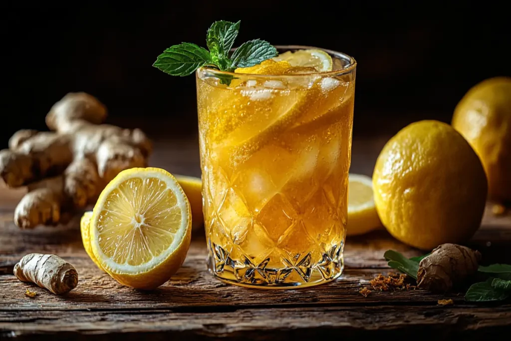 Natural Mounjaro recipe drink with lemon and ginger for weight loss.