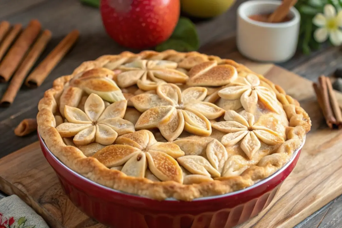 Beautiful Origami Apple Pie with intricate crust designs