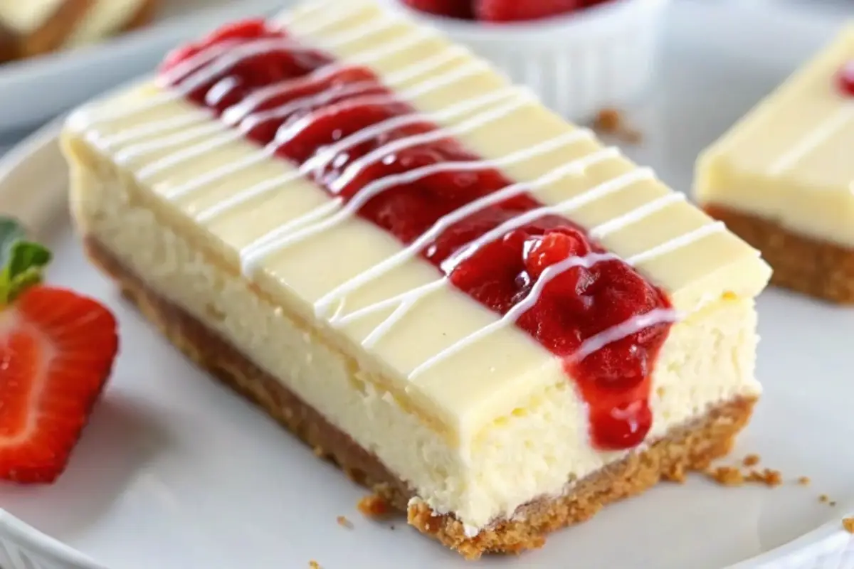 Homemade Philadelphia Cheesecake Bar with a creamy filling