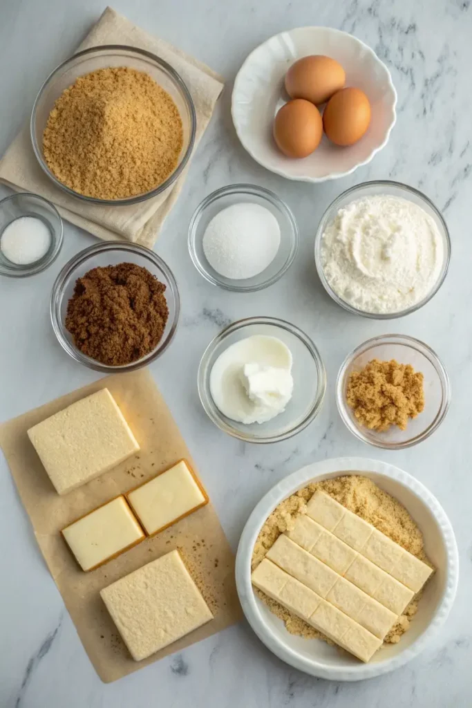 Ingredients for making Philadelphia Cheesecake Bars