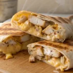 Cheesy garlic chicken wraps with juicy chicken and melted cheese