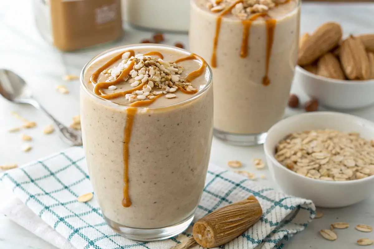 Thick banana-free peanut butter protein smoothie