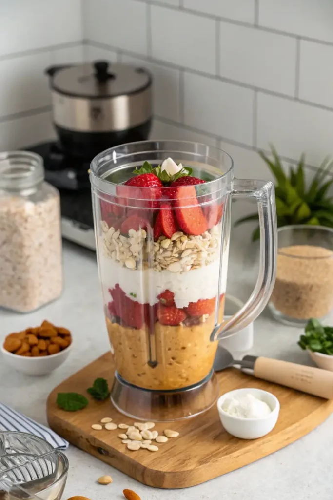 Blender with banana-free smoothie ingredients