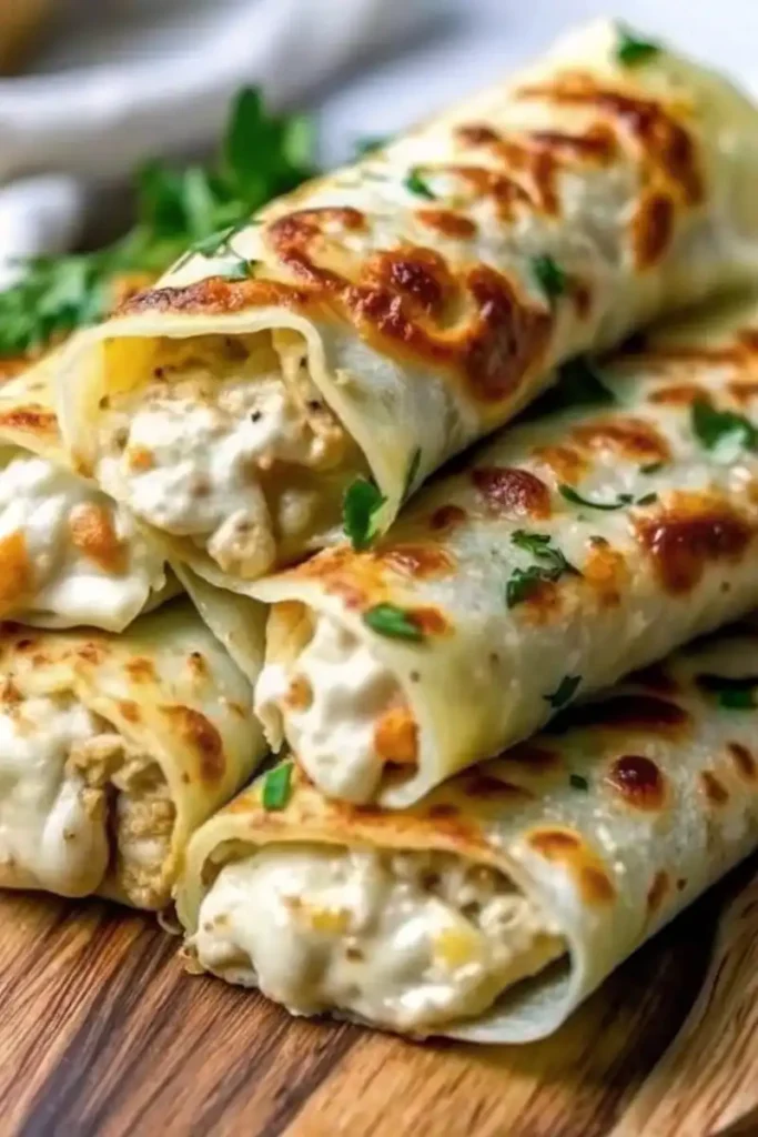 cheesy garlic chicken wraps