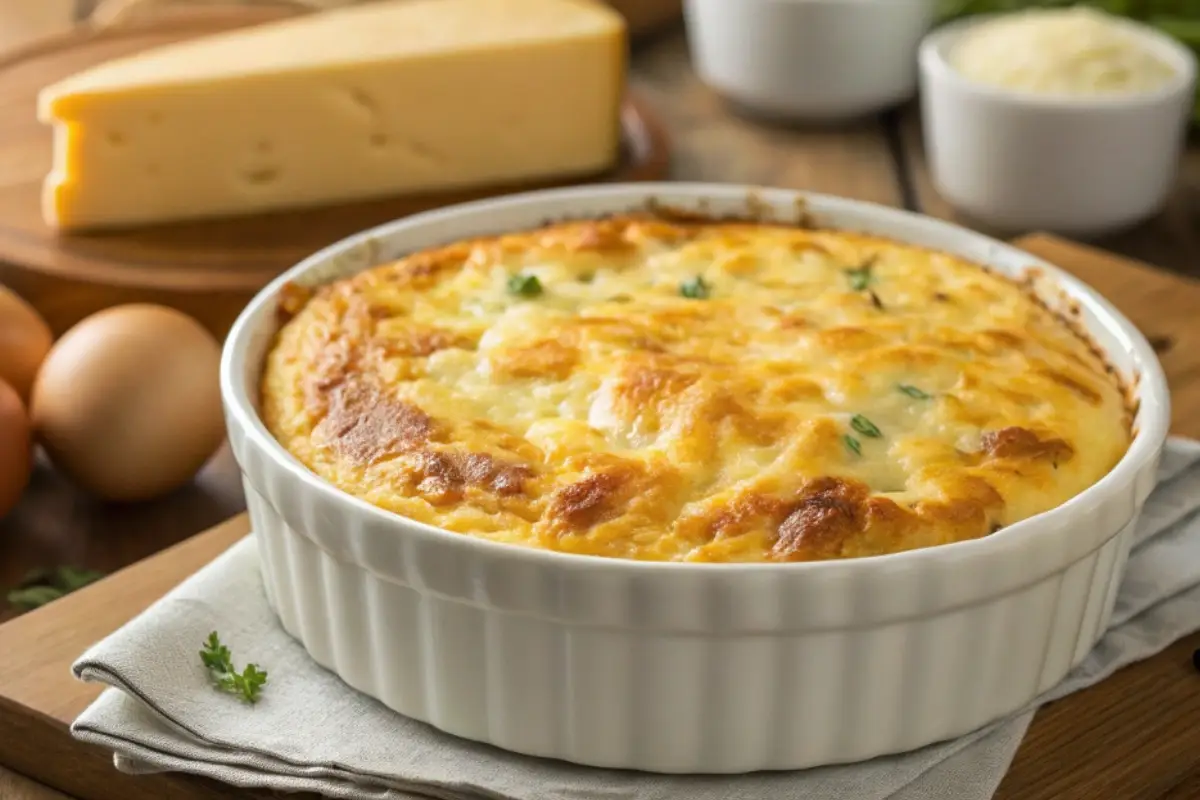 Keto Cottage Cheese Egg Bake freshly baked