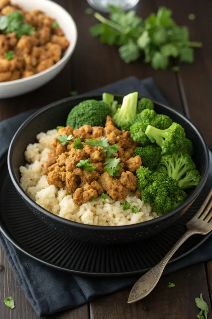 Mounjaro-friendly dinner – ground turkey bowl with cauliflower rice