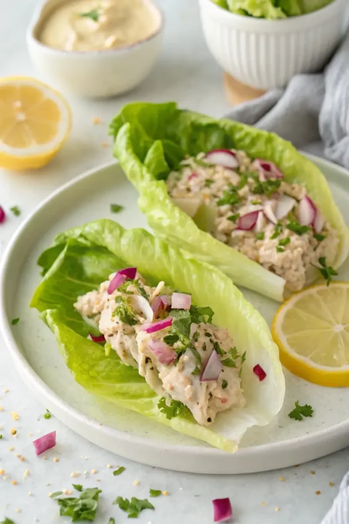 Mounjaro lunch recipe – healthy tuna lettuce wraps