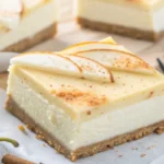 Pear Delight Cheesecake Bars with spiced pear topping