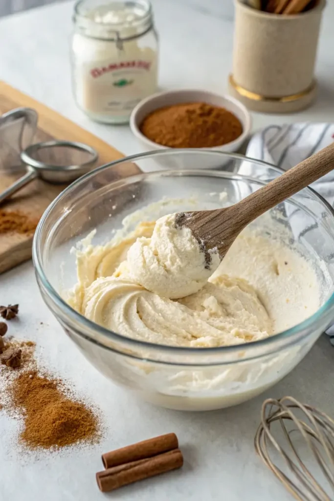 Mixing cream cheese filling for keto roll ups