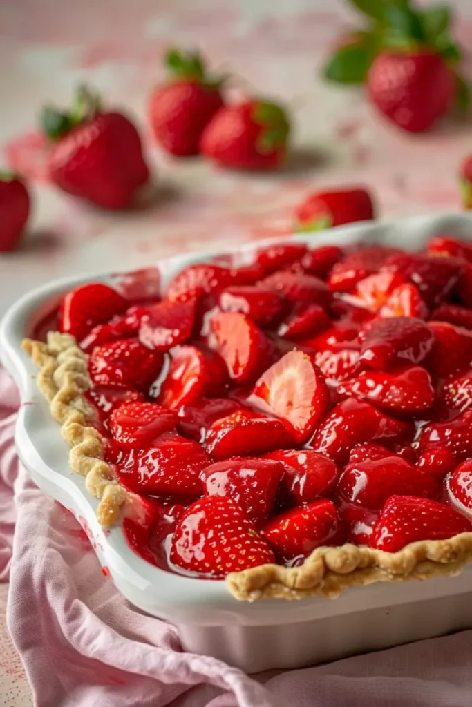 Strawberry filling layer for dump cake