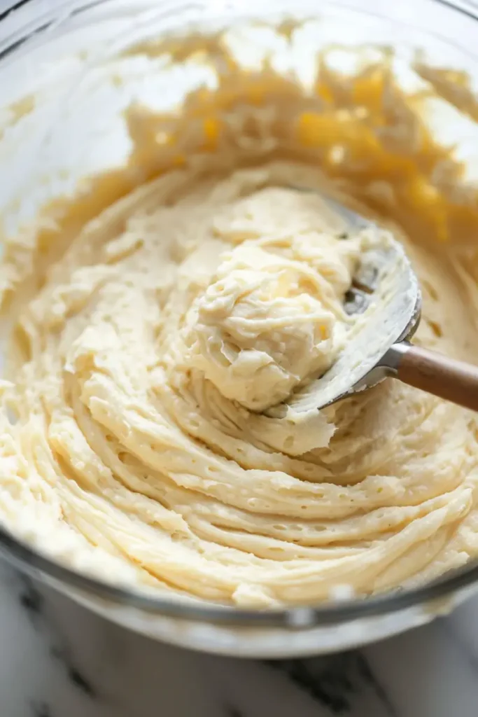 Whipped madeleine batter with smooth texture